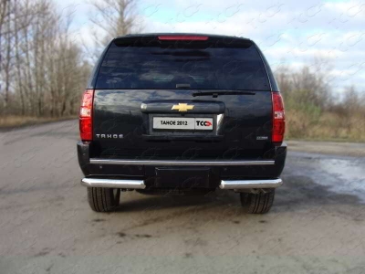 Защита заднего бампера уголки 75х42 мм ТСС для Chevrolet Tahoe 2006-2014