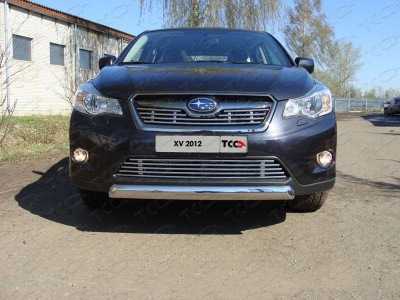 Защита передняя овальная 75х42 мм ТСС для Subaru XV 2011-2017
