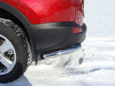 Защита заднего бампера уголки 60 мм ТСС для Toyota RAV4 2013-2015