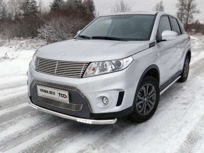Защита переднего бампера с ДХО 60 мм ТСС для Suzuki Vitara 2015-2021