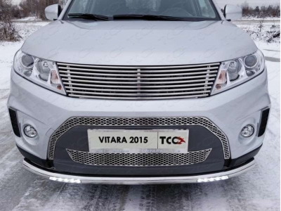 Защита переднего бампера с ДХО 60 мм ТСС для Suzuki Vitara 2015-2021