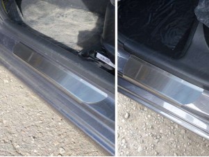 Накладки на пороги шлифованный лист для Kia Rio № KIARIO15-04