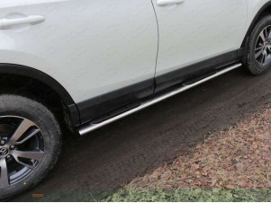 Пороги труба овальная с накладками 120х60 мм для Toyota RAV4 № TOYRAV15-11