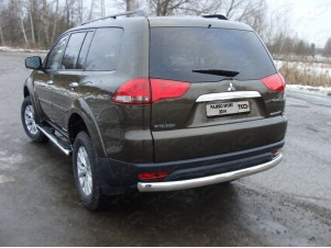 Защита заднего бампера овальная овальная 75х42 мм для Mitsubishi Pajero Sport № MITPASPOR14-08